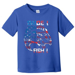 Dude! Fish! Bass American Flag Tee Gift Toddler T-Shirt