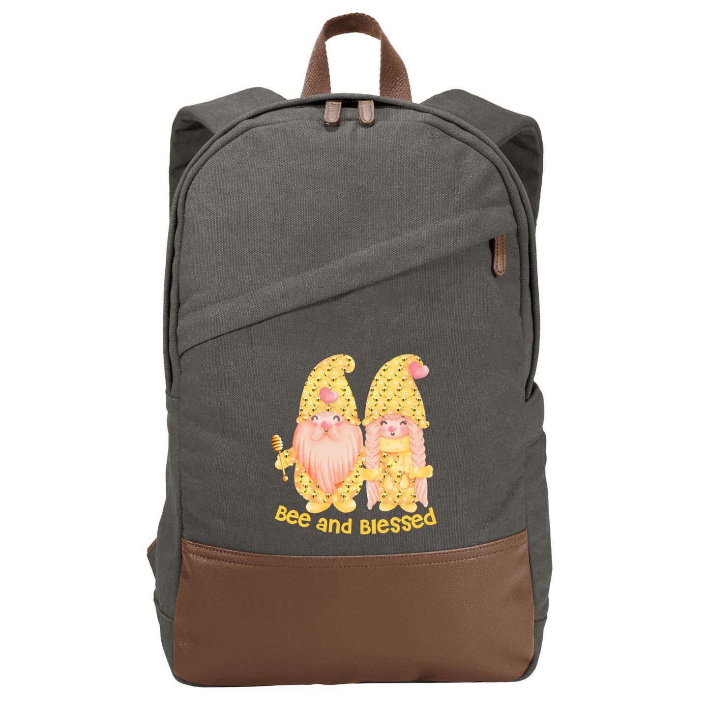 Dy Funny Bee Gnome Couple Costume Beekeeper Funny Gift Mom Cool Gift Cotton Canvas Backpack
