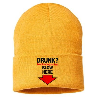 Drunk Free Breathalyzer Test Blow Here Sustainable Knit Beanie