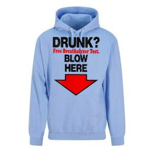 Drunk Free Breathalyzer Test Blow Here Unisex Surf Hoodie