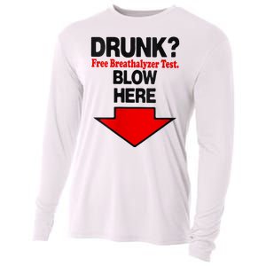 Drunk Free Breathalyzer Test Blow Here Cooling Performance Long Sleeve Crew