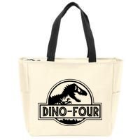 Dino Four Birthday Saurus Zip Tote Bag