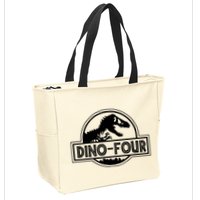 Dino Four Birthday Saurus Zip Tote Bag