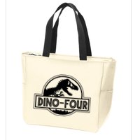 Dino Four Birthday Saurus Zip Tote Bag