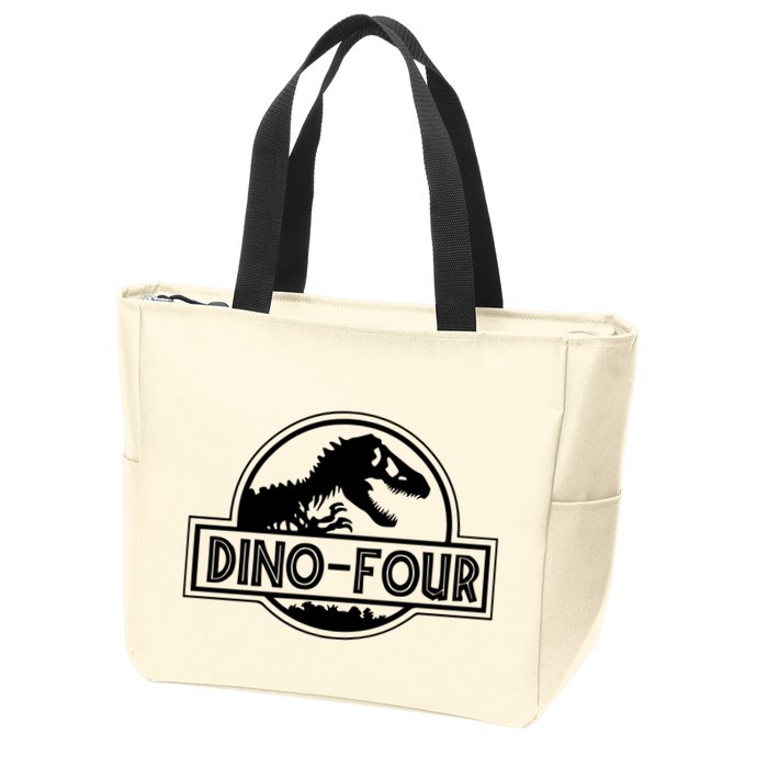 Dino Four Birthday Saurus Zip Tote Bag