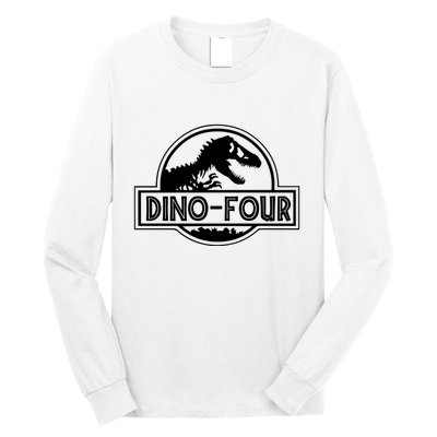 Dino Four Birthday Saurus Long Sleeve Shirt