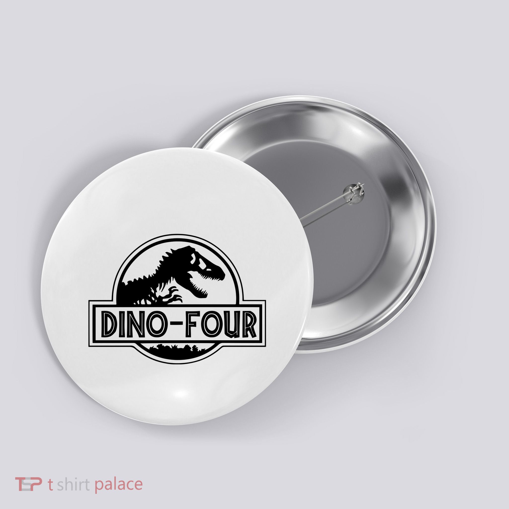 Dino Four Birthday Saurus Button