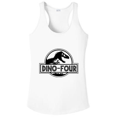 Dino Four Birthday Saurus Ladies PosiCharge Competitor Racerback Tank