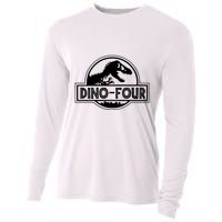 Dino Four Birthday Saurus Cooling Performance Long Sleeve Crew