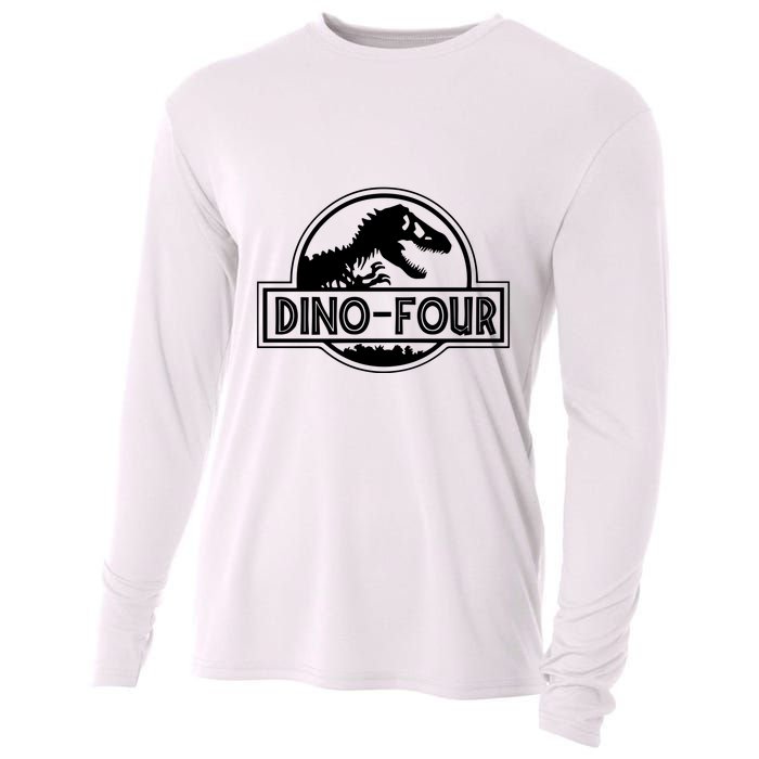 Dino Four Birthday Saurus Cooling Performance Long Sleeve Crew