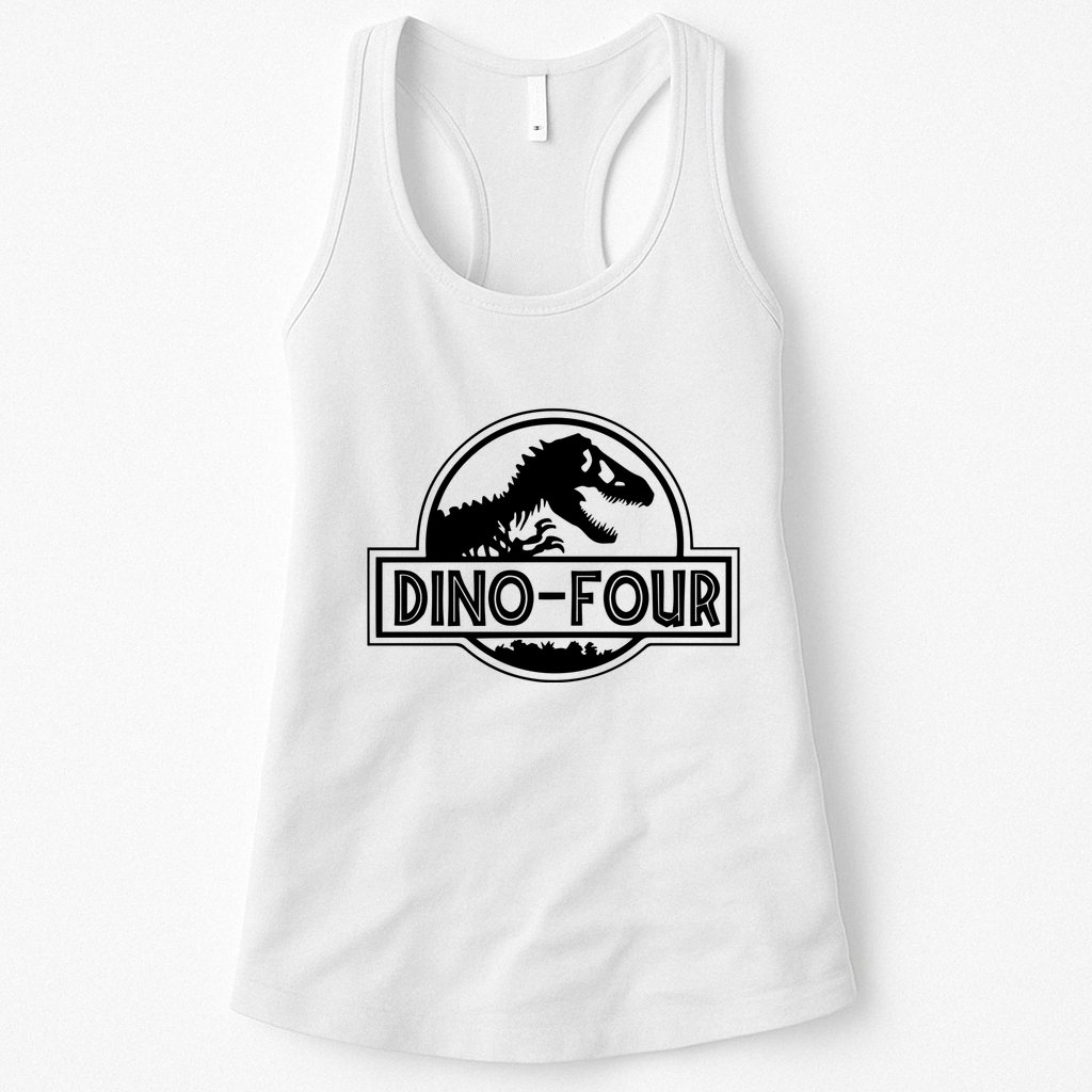 Dino Four Birthday Saurus Womens Tank Top