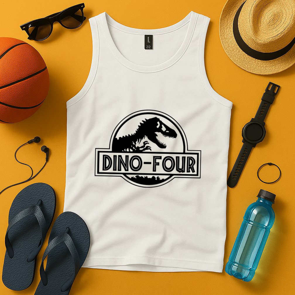 Dino Four Birthday Saurus Tank Top
