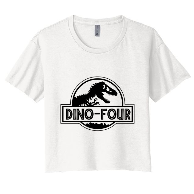Dino Four Birthday Saurus Crop Top