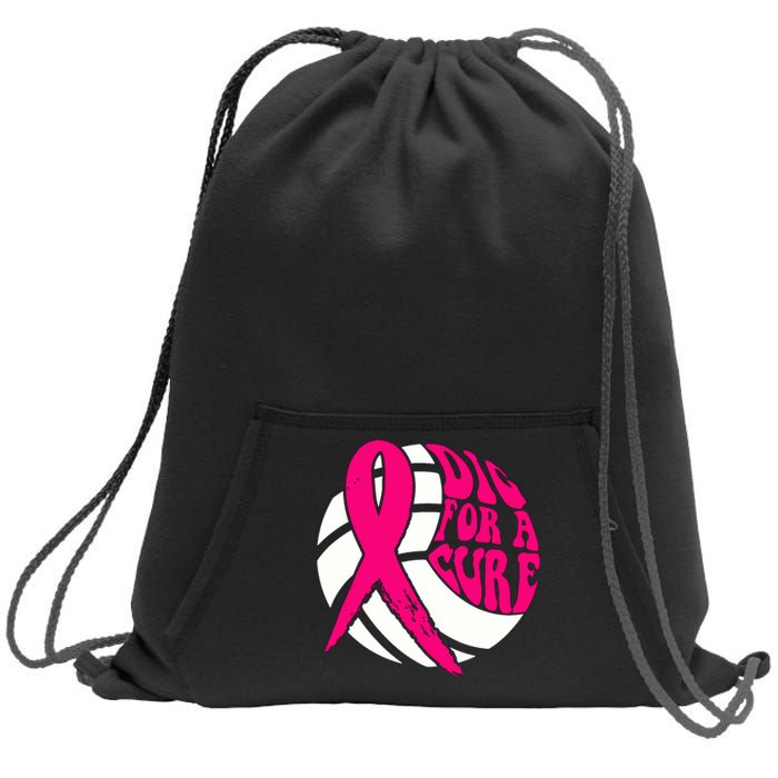 Dig For Cure Ribbon Volleyball Breast Cancer Awareness Sweatshirt Cinch Pack Bag