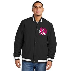 Dig For Cure Ribbon Volleyball Breast Cancer Awareness Insulated Varsity Jacket