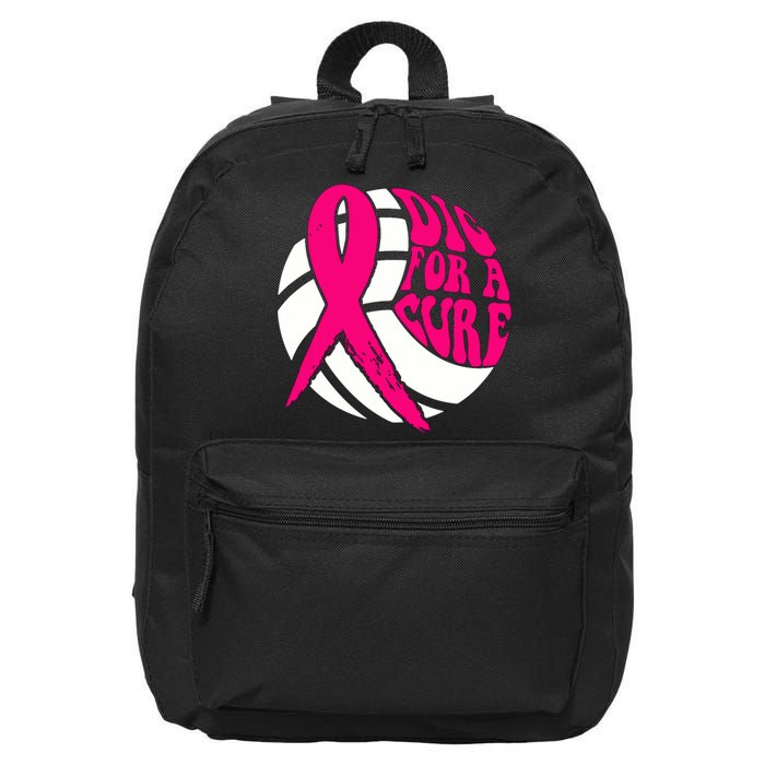 Dig For Cure Ribbon Volleyball Breast Cancer Awareness 16 in Basic Backpack