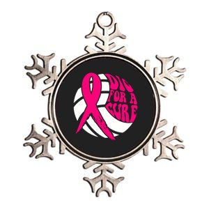 Dig For Cure Ribbon Volleyball Breast Cancer Awareness Metallic Star Ornament