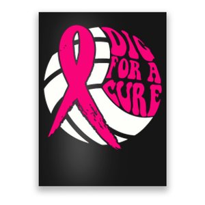 Dig For Cure Ribbon Volleyball Breast Cancer Awareness Poster