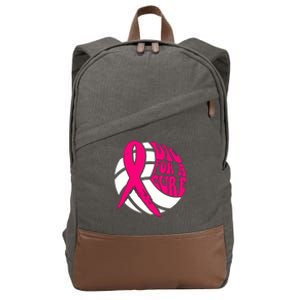 Dig For Cure Ribbon Volleyball Breast Cancer Awareness Cotton Canvas Backpack