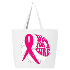 Dig For Cure Ribbon Volleyball Breast Cancer Awareness 25L Jumbo Tote