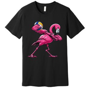 Dabbing Flamingo Costume Volleyball Player Fan Lover Team Premium T-Shirt