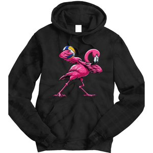 Dabbing Flamingo Costume Volleyball Player Fan Lover Team Tie Dye Hoodie