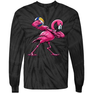 Dabbing Flamingo Costume Volleyball Player Fan Lover Team Tie-Dye Long Sleeve Shirt