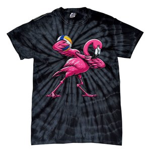 Dabbing Flamingo Costume Volleyball Player Fan Lover Team Tie-Dye T-Shirt