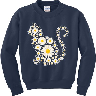 Daisy Flower Cat Mothers Day Daisy Flowers Lover Cat Mom Kids Sweatshirt