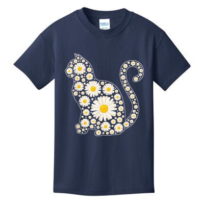 Daisy Flower Cat Mothers Day Daisy Flowers Lover Cat Mom Kids T-Shirt