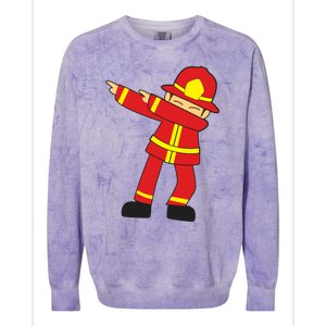 Dabbing Firefighter Cute Dancing Firefighter Gift Funny Gift Colorblast Crewneck Sweatshirt