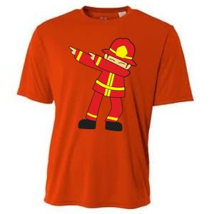 Dabbing Firefighter Cute Dancing Firefighter Gift Funny Gift Cooling Performance Crew T-Shirt