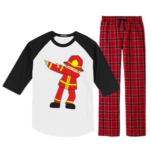 Dabbing Firefighter Cute Dancing Firefighter Gift Funny Gift Raglan Sleeve Pajama Set