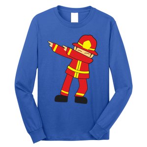 Dabbing Firefighter Cute Dancing Firefighter Gift Funny Gift Long Sleeve Shirt