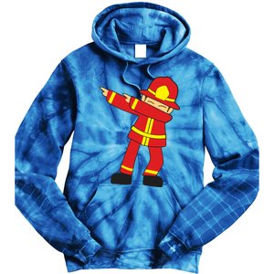 Dabbing Firefighter Cute Dancing Firefighter Gift Funny Gift Tie Dye Hoodie