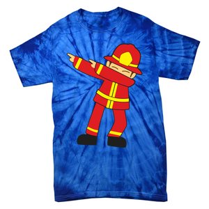 Dabbing Firefighter Cute Dancing Firefighter Gift Funny Gift Tie-Dye T-Shirt