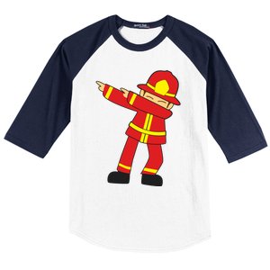 Dabbing Firefighter Cute Dancing Firefighter Gift Funny Gift Baseball Sleeve Shirt