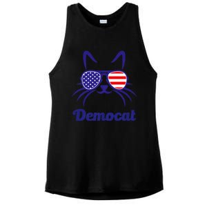 Democat Funny Cat Ladies For Kamala Ladies PosiCharge Tri-Blend Wicking Tank