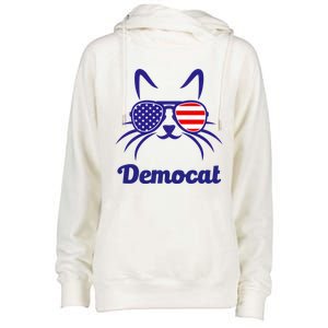 Democat Funny Cat Ladies For Kamala Womens Funnel Neck Pullover Hood