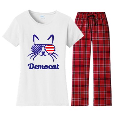 Democat Funny Cat Ladies For Kamala Women's Flannel Pajama Set