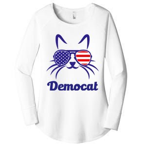 Democat Funny Cat Ladies For Kamala Women's Perfect Tri Tunic Long Sleeve Shirt