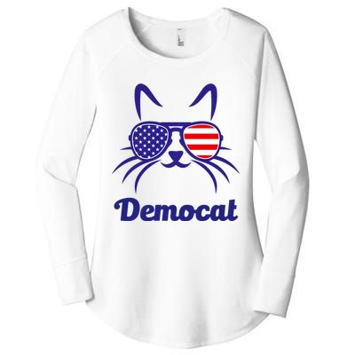 Democat Funny Cat Ladies For Kamala Women's Perfect Tri Tunic Long Sleeve Shirt