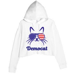 Democat Funny Cat Ladies For Kamala Crop Fleece Hoodie