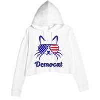 Democat Funny Cat Ladies For Kamala Crop Fleece Hoodie