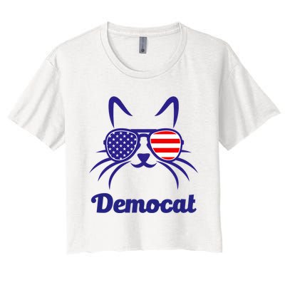 Democat Funny Cat Ladies For Kamala Women's Crop Top Tee