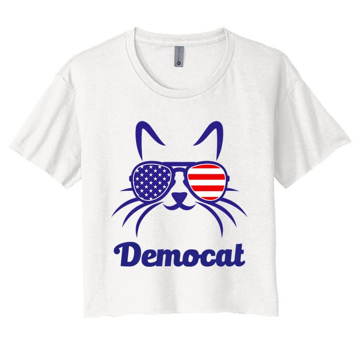 Democat Funny Cat Ladies For Kamala Women's Crop Top Tee