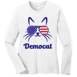 Democat Funny Cat Ladies For Kamala Ladies Long Sleeve Shirt