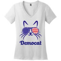 Democat Funny Cat Ladies For Kamala Women's V-Neck T-Shirt