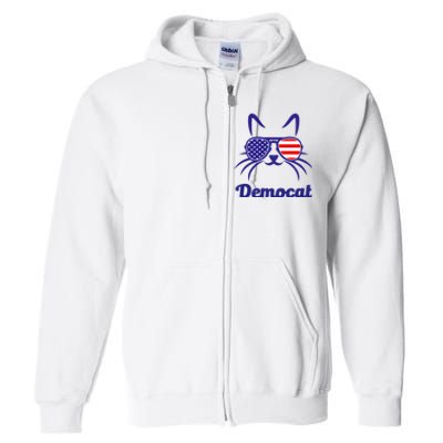 Democat Funny Cat Ladies For Kamala Full Zip Hoodie