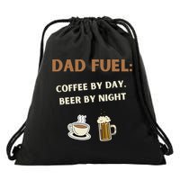 Dad Fuel Coffee by Day Beer by Night Gift Fathers Day Drawstring Bag